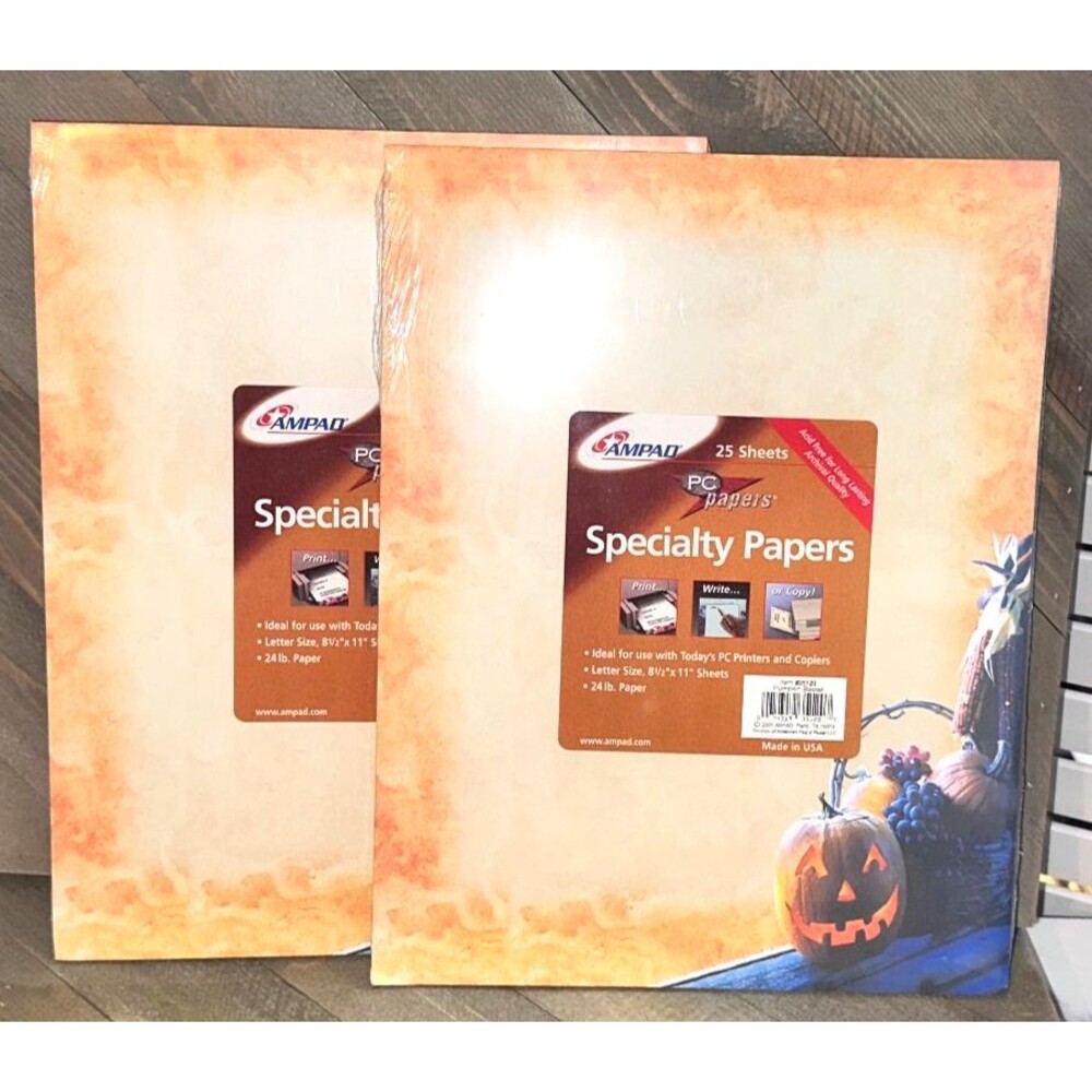 2 Ampad Halloween Fall Specialty Paper Packs  8 1/2" x 11 NEW 25 Sheets Each